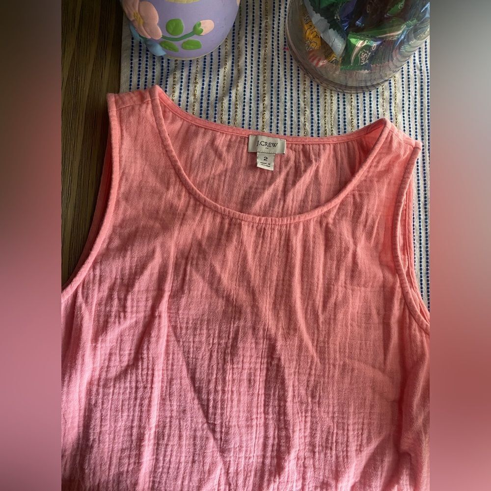 J. Crew  Womens Sleeveless Belted Gauze Midi Dress Pink  Size 2 Pockets Zip - Picture 6 of 15
